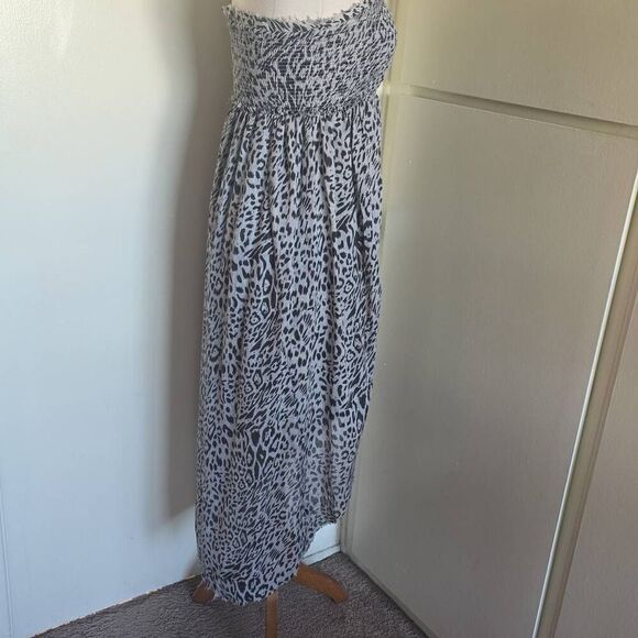 It Girl Grey/ Blk strapless leopard sundress, - Picture 6 of 10
